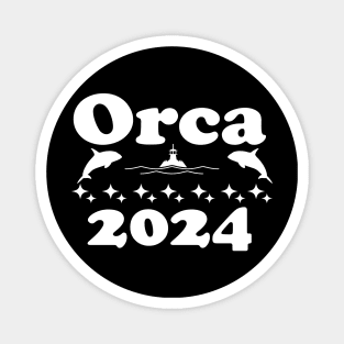 Funny Orca Ocean Boat Humor Whale 2024 Election Orcas 2024 Funny Politics Orca Sinking Boat Election Premium Magnet